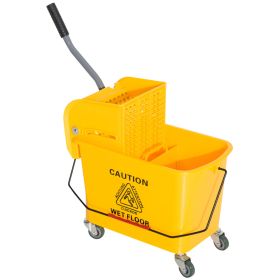 Heavy Duty Janitor Mop Bucket with Wringer, Durable Yellow, Easy Clean-Up