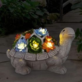 Solar Garden Outdoor Turtle Statue Succulent 7 LED Lights Lawn Decor Patio Yard Ornament Gift Mom Grandma (Option: Multicolor)