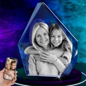 RUIOU 3D Crystal Photo Personalized Gifts For Her, Him, Mom, Dad, Women, Men, Couple, Custom 3D Laser Engraved Picture Iceberg (Option: Medium)