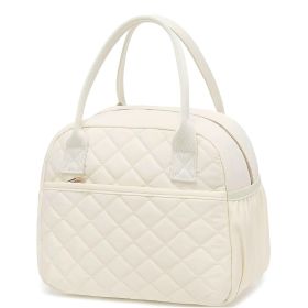 Lingge waterproof and insulated lunch box bag, large capacity portable lunch box bag (Color: beige)