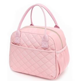 Lingge waterproof and insulated lunch box bag, large capacity portable lunch box bag (Color: Pink)